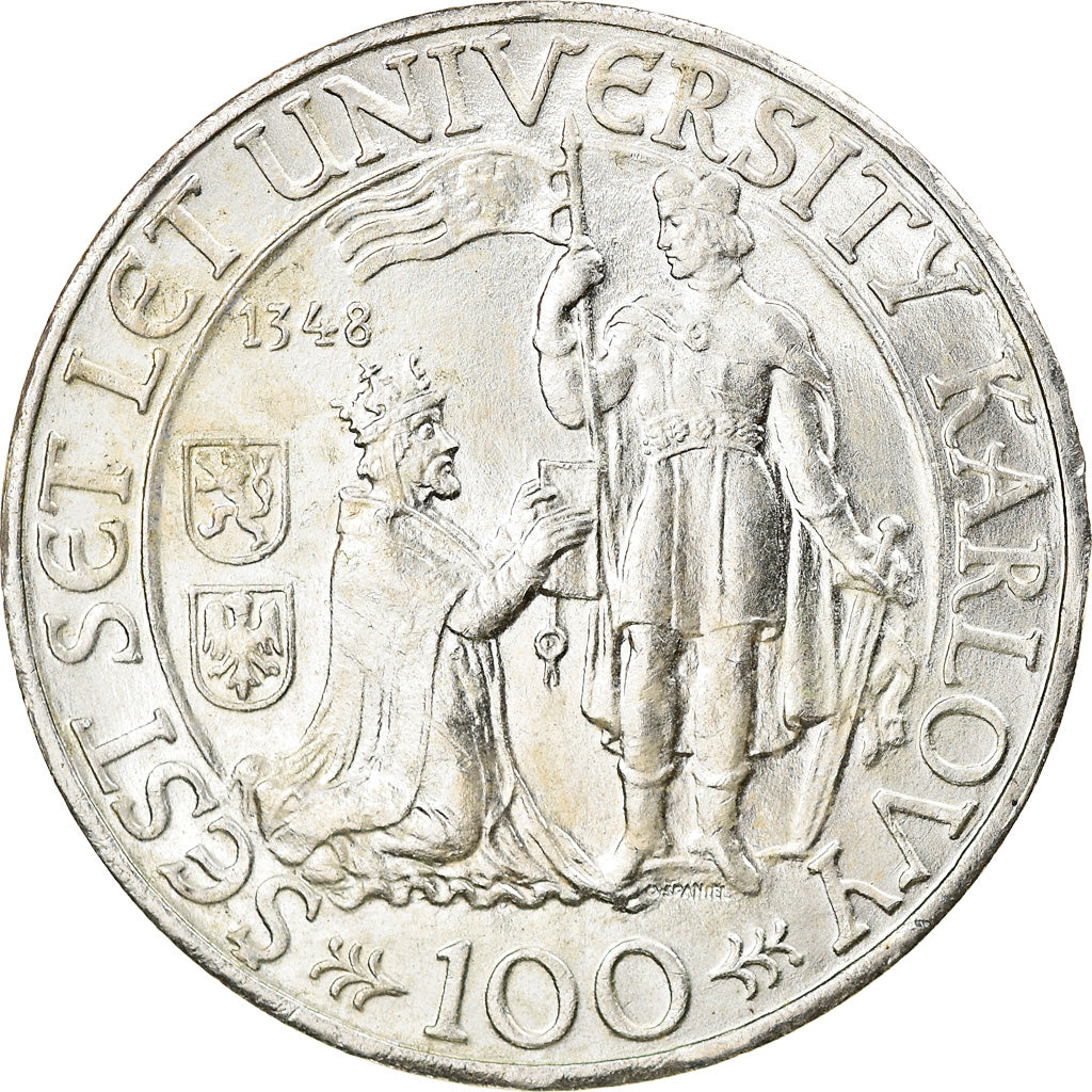 Coin, Czechoslovakia, 100 Korun, 1948, AU(55-58), Silver, KM:26
