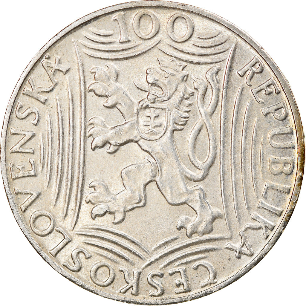 Coin, Czechoslovakia, 100 Korun, 1949, AU(50-53), Silver, KM:30