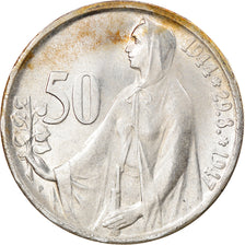 Coin, Czechoslovakia, 50 Korun, 1947, AU(55-58), Silver, KM:24