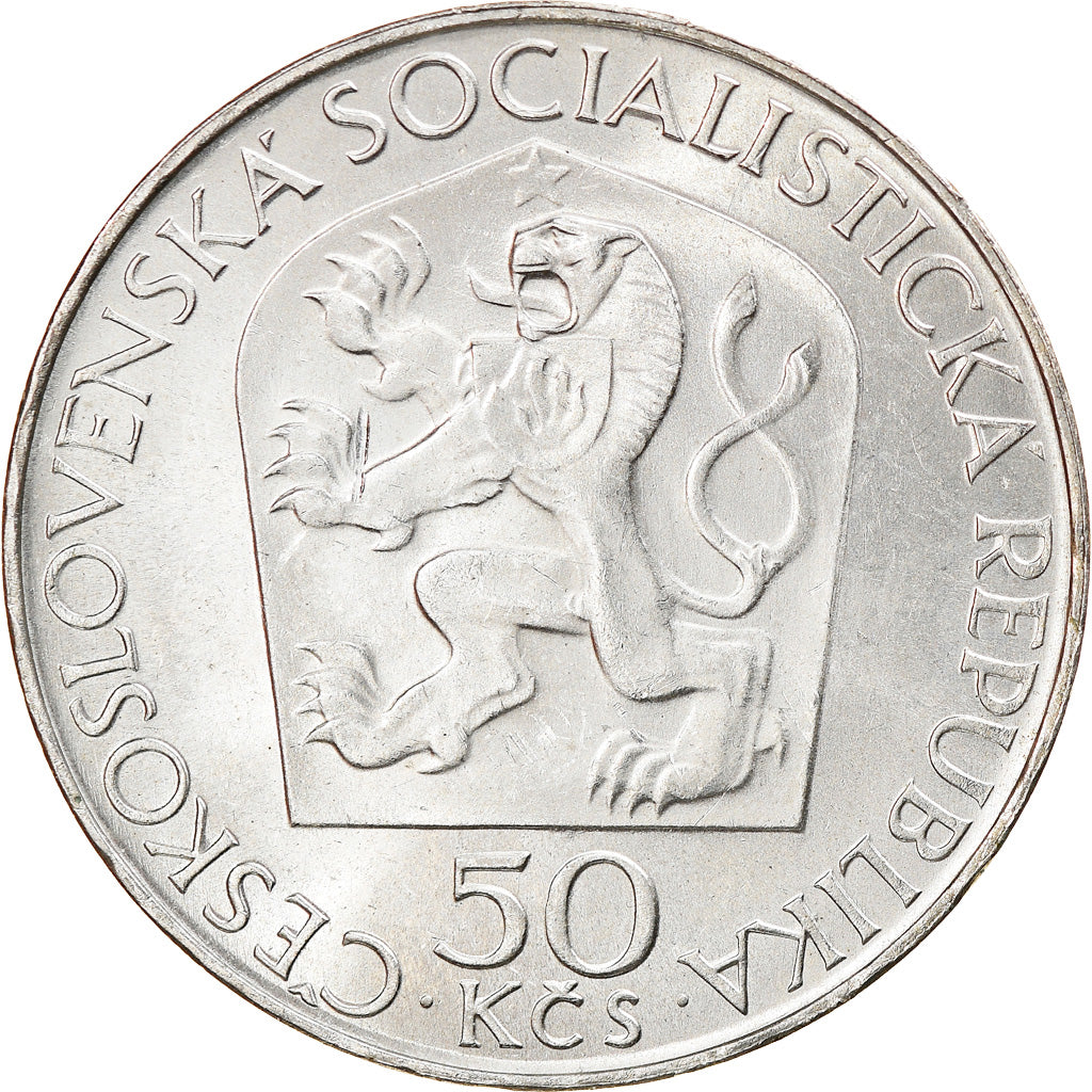 Coin, Czechoslovakia, 50 Korun, 1970, AU(55-58), Silver, KM:70