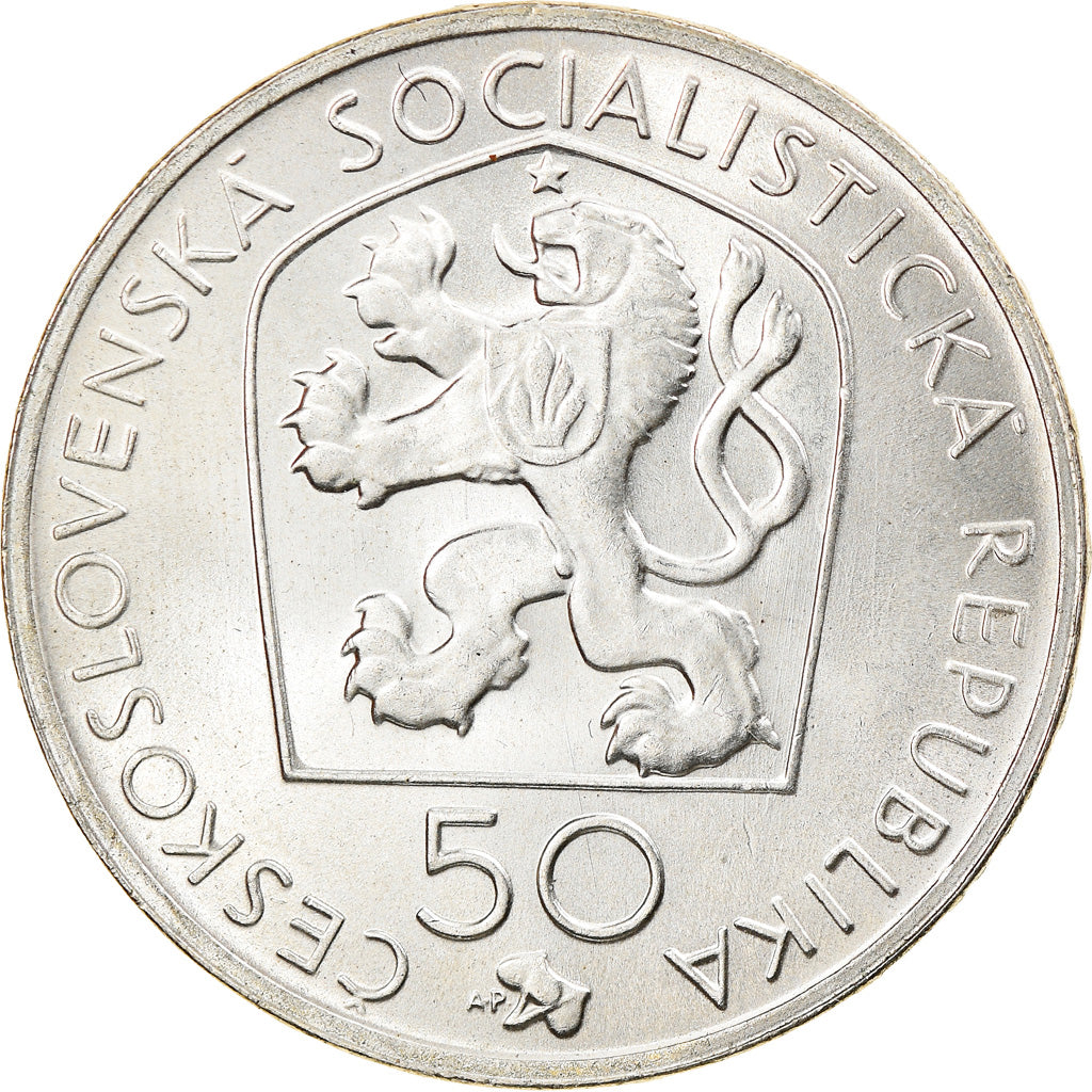 Coin, Czechoslovakia, 50 Korun, 1972, AU(55-58), Silver, KM:77