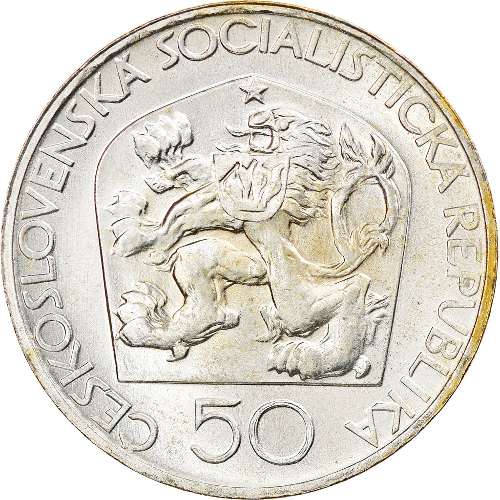 Coin, Czechoslovakia, 50 Korun, 1973, AU(55-58), Silver, KM:79