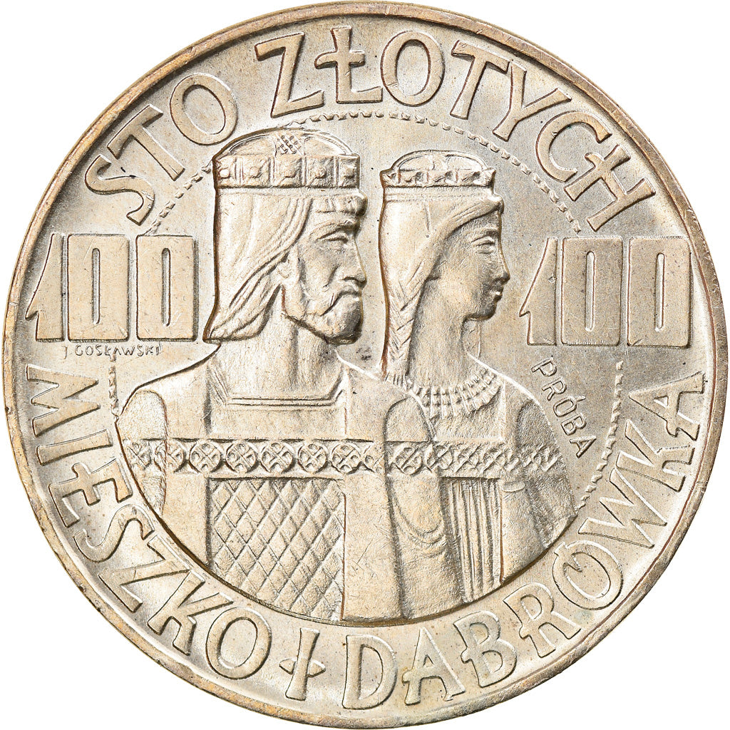 Coin, Poland, 100 Zlotych, 1966, Warsaw, AU(50-53), Silver, KM:Pr146
