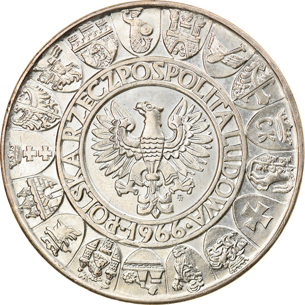 Coin, Poland, 100 Zlotych, 1966, Warsaw, AU(50-53), Silver, KM:Pr146