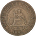 FRENCH INDO-CHINA, Cent, 1892, Paris, KM #1, VF(30-35), Bronze, 31, Lecompte...