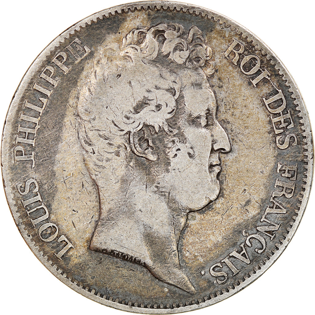 Moneda, Francia, Louis-Philippe, 5 Francs, 1830, Lille, BC+, Plata, KM:737.4