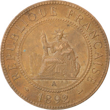 Coin, French Indochina, Cent, 1892, Paris, EF(40-45), Bronze, KM:1, Lecompte:43