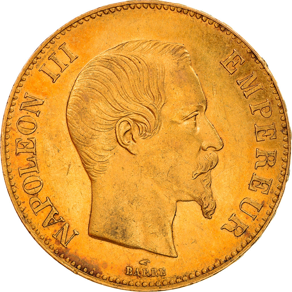 Moneta, Francia, Napoleon III, Napoléon III, 100 Francs, 1858, Paris, BB, Oro
