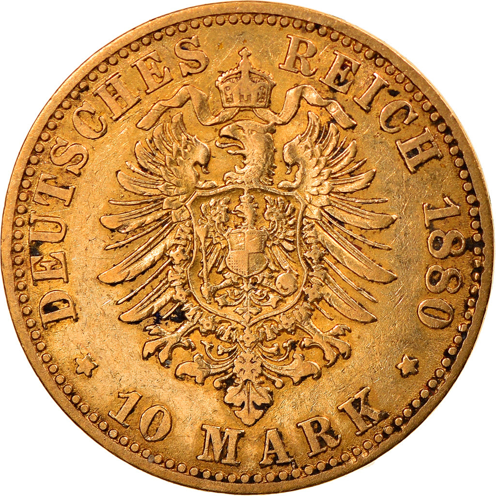Monnaie, Etats allemands, PRUSSIA, Wilhelm I, 10 Mark, 1880, Berlin, TTB, Or