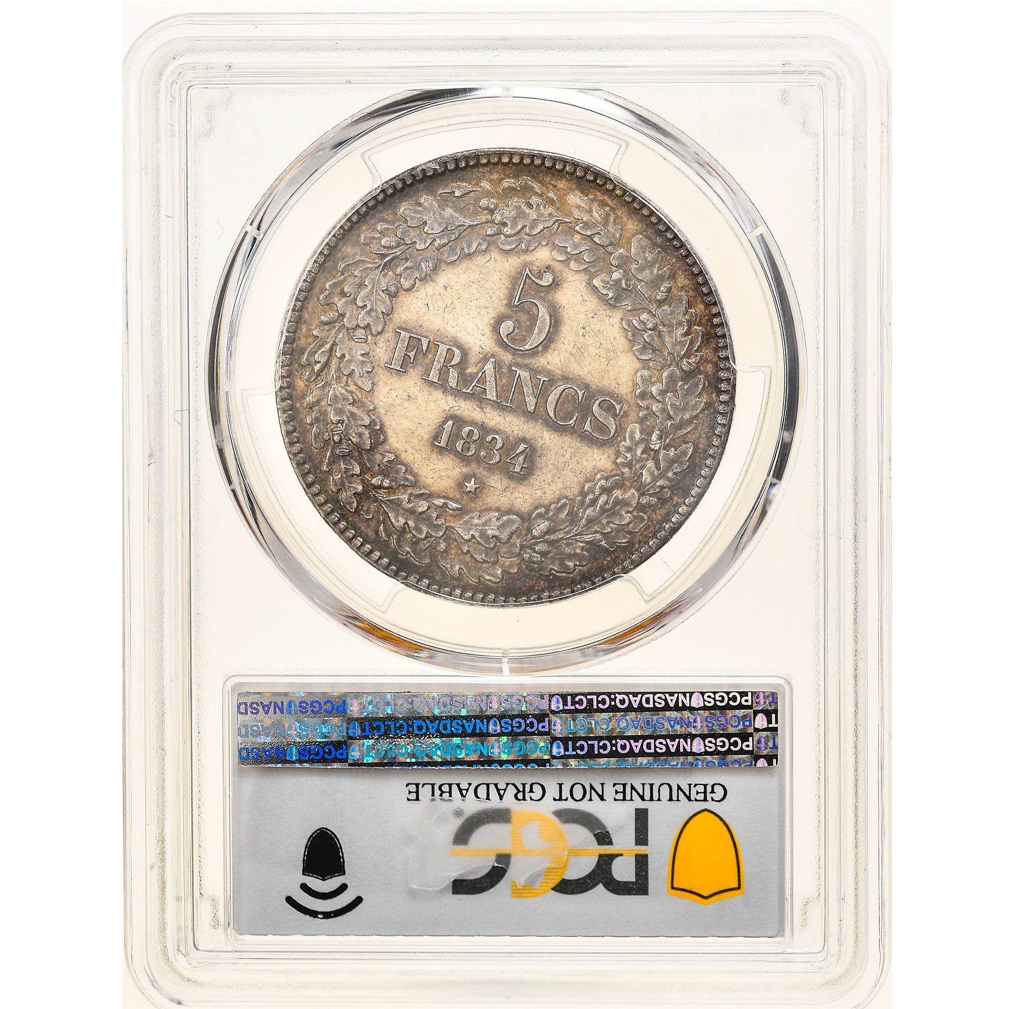 Moneda, Bélgica, Leopold I, 5 Francs, 5 Frank, 1834, PCGS, AU Details, EBC