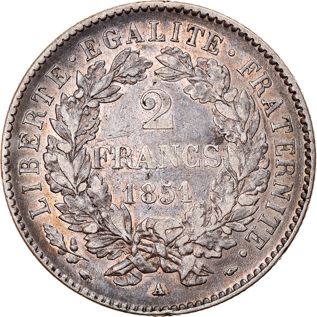 Monnaie, France, Cérès, 2 Francs, 1851, Paris, TTB, Argent, Gadoury:522