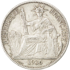 FRENCH INDO-CHINA, 50 Cents, 1936, Paris, KM #4a.2, EF(40-45), Silver, Lecompte.