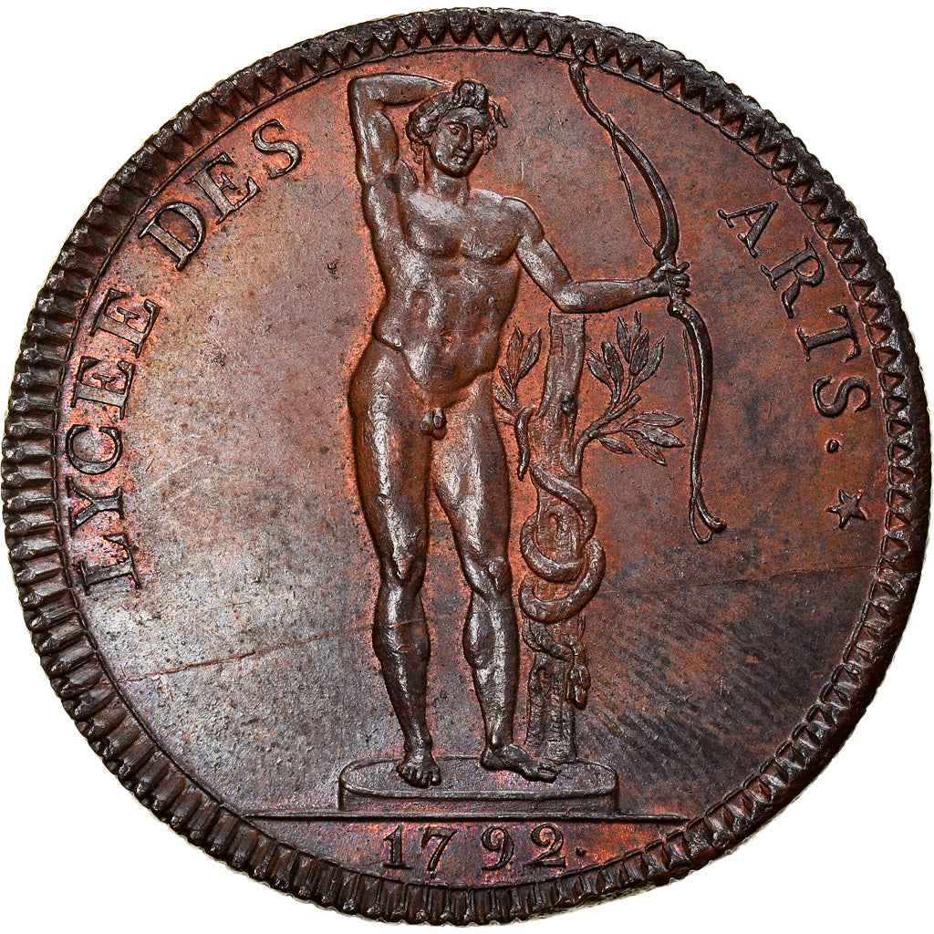 França, Token, Lycée des Arts, 1792, MS(64), Cobre