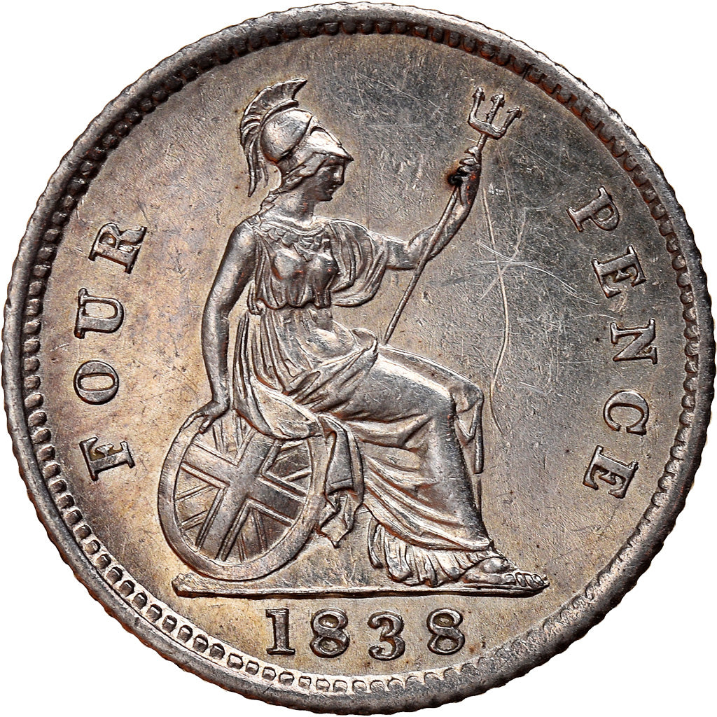 Coin, Great Britain, Victoria, 4 Pence, Groat, 1838, MS(60-62), Silver, KM:731.1