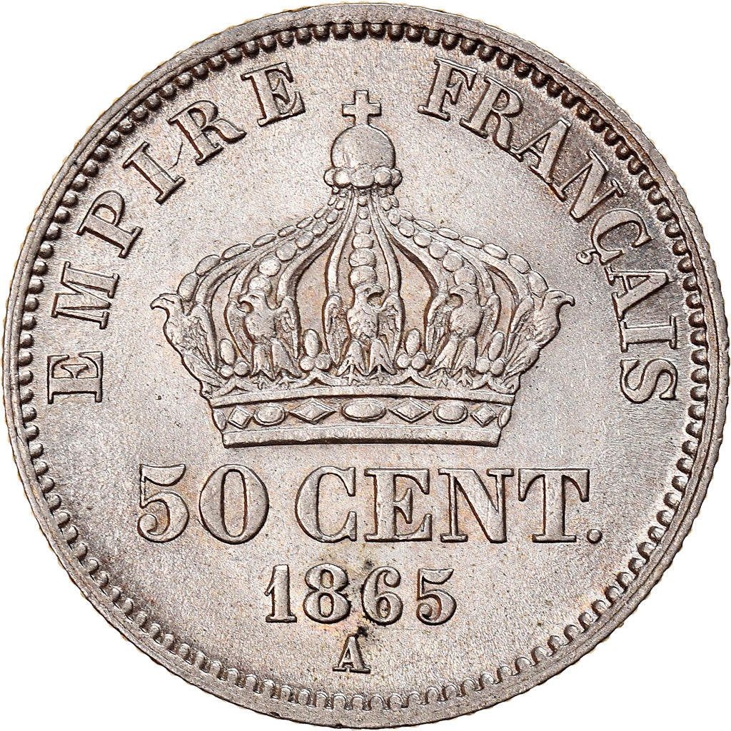 Coin, France, Napoleon III, Napoléon III, 50 Centimes, 1865, Paris, MS(60-62)