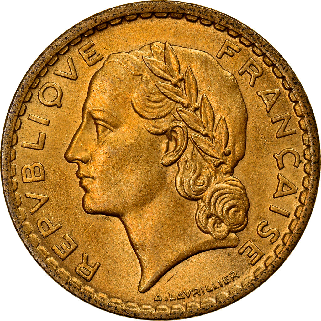 Coin, France, Lavrillier, 5 Francs, 1945, Castelsarrasin, MS(60-62)