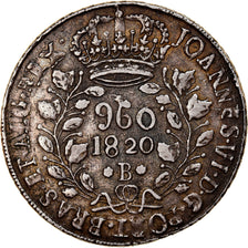 Moneda, Brasil, João VI, 960 Reis, 1820, Bahia, MBC, Plata, KM:326.2