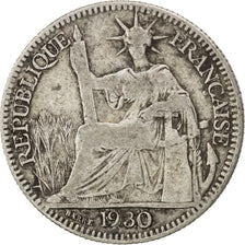Moneda, Indochina francesa, 10 Cents, 1930, Paris, BC+, Plata, KM:16.1