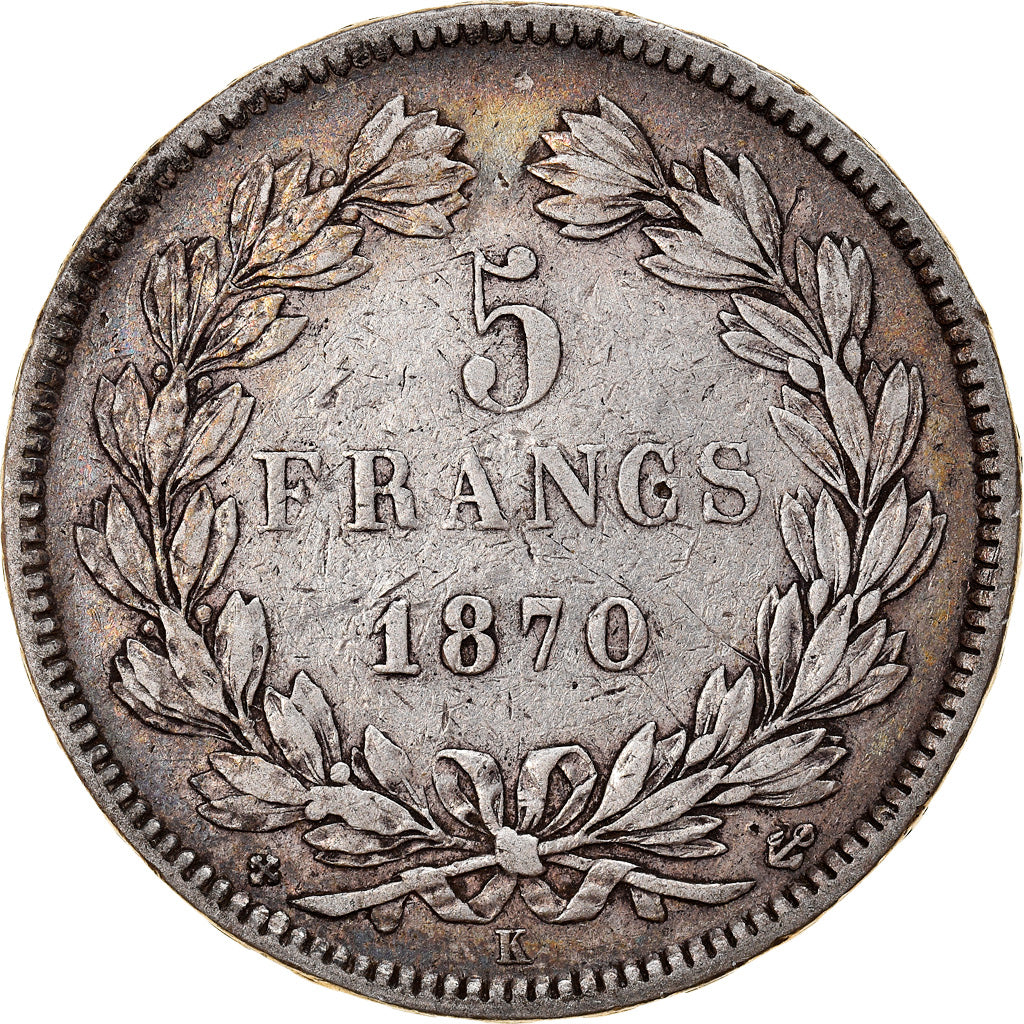 Coin, France, Cérès, 5 Francs, 1870, Bordeaux, VF(30-35), Silver, KM:818.2