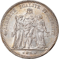 Moneta, Francja, Hercule, 5 Francs, 1876, Paris, MS(60-62), Srebro, KM:820.1