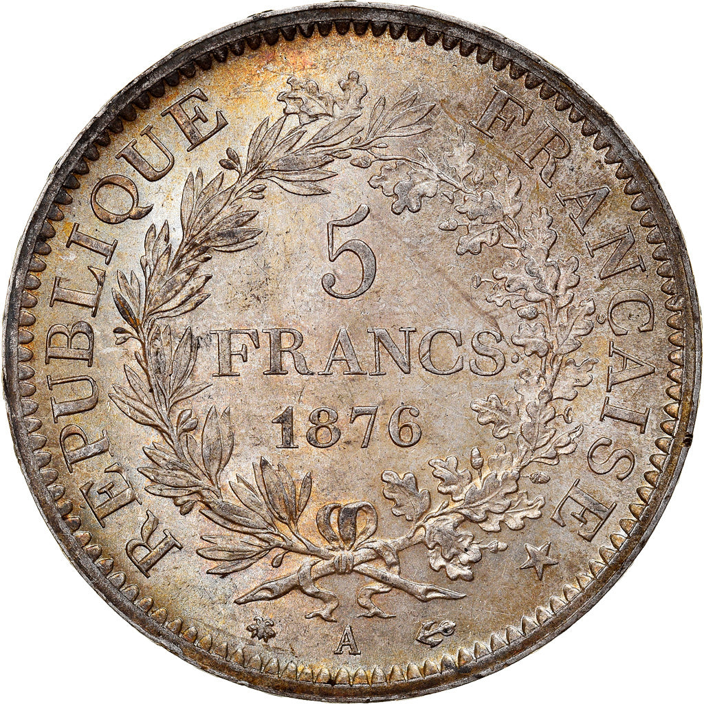 Coin, France, Hercule, 5 Francs, 1876, Paris, MS(60-62), Silver, KM:820.1