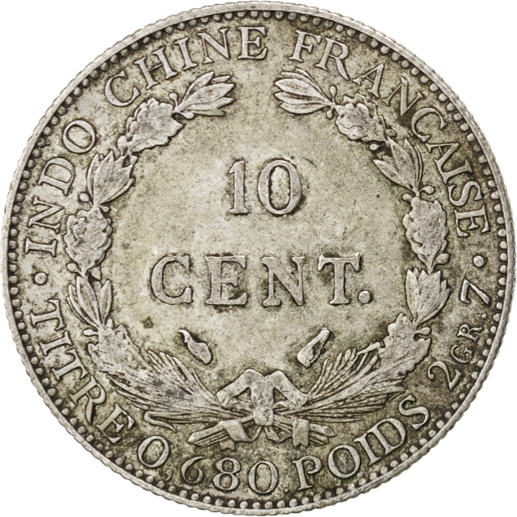 FRENCH INDO-CHINA, 10 Cents, 1937, Paris, KM #16.2, EF(40-45), Silver, Lecompte.