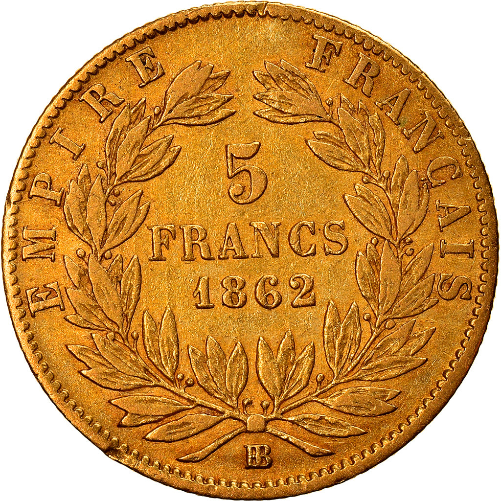 Münze, Frankreich, Napoleon III, Napoléon III, 5 Francs, 1862, Strasbourg, S+