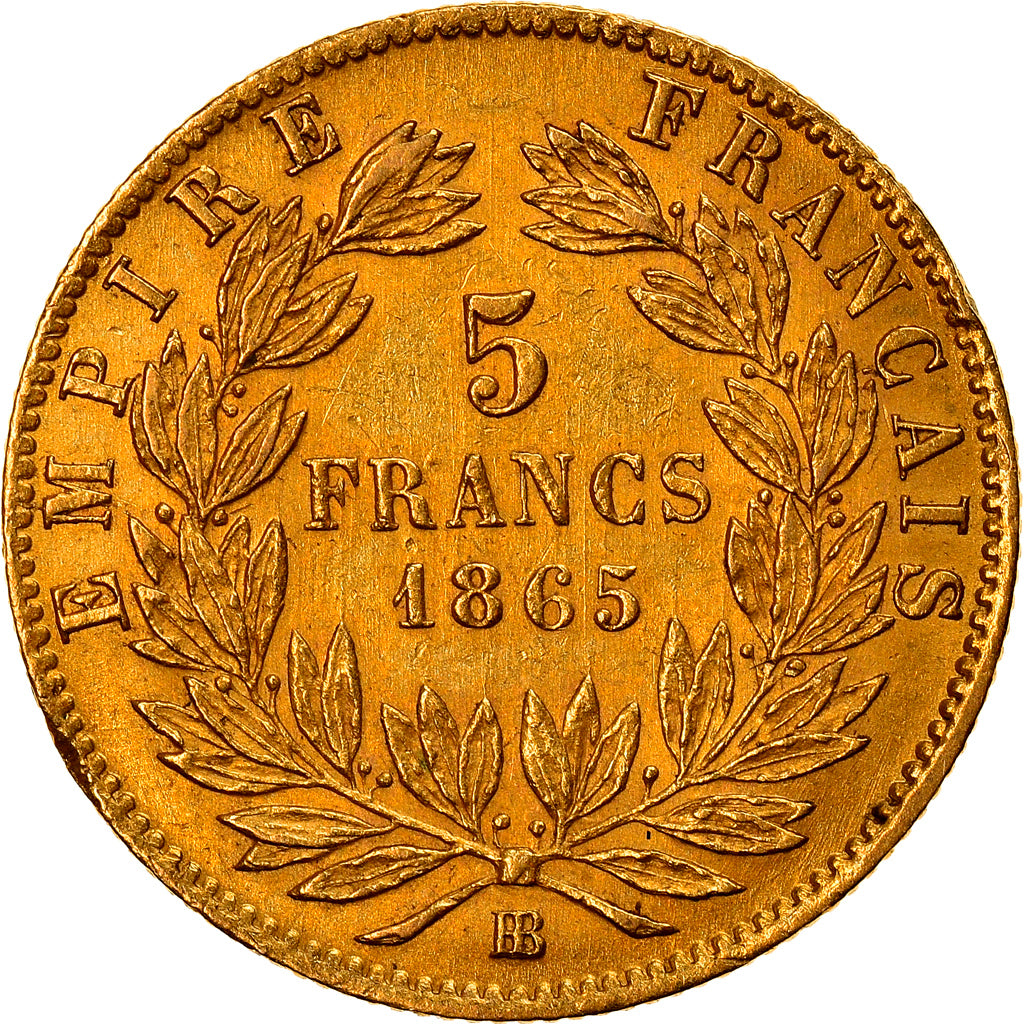 Monnaie, France, Napoleon III, Napoléon III, 5 Francs, 1865, Strasbourg, TTB