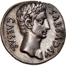 Münze, Augustus, Denarius, 19-18 BC, Colonia Caesar Augusta, VZ, Silber