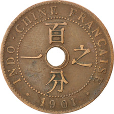FRENCH INDO-CHINA, Cent, 1901, Paris, KM #8, EF(40-45), Bronze, 27.5, Lecompte..