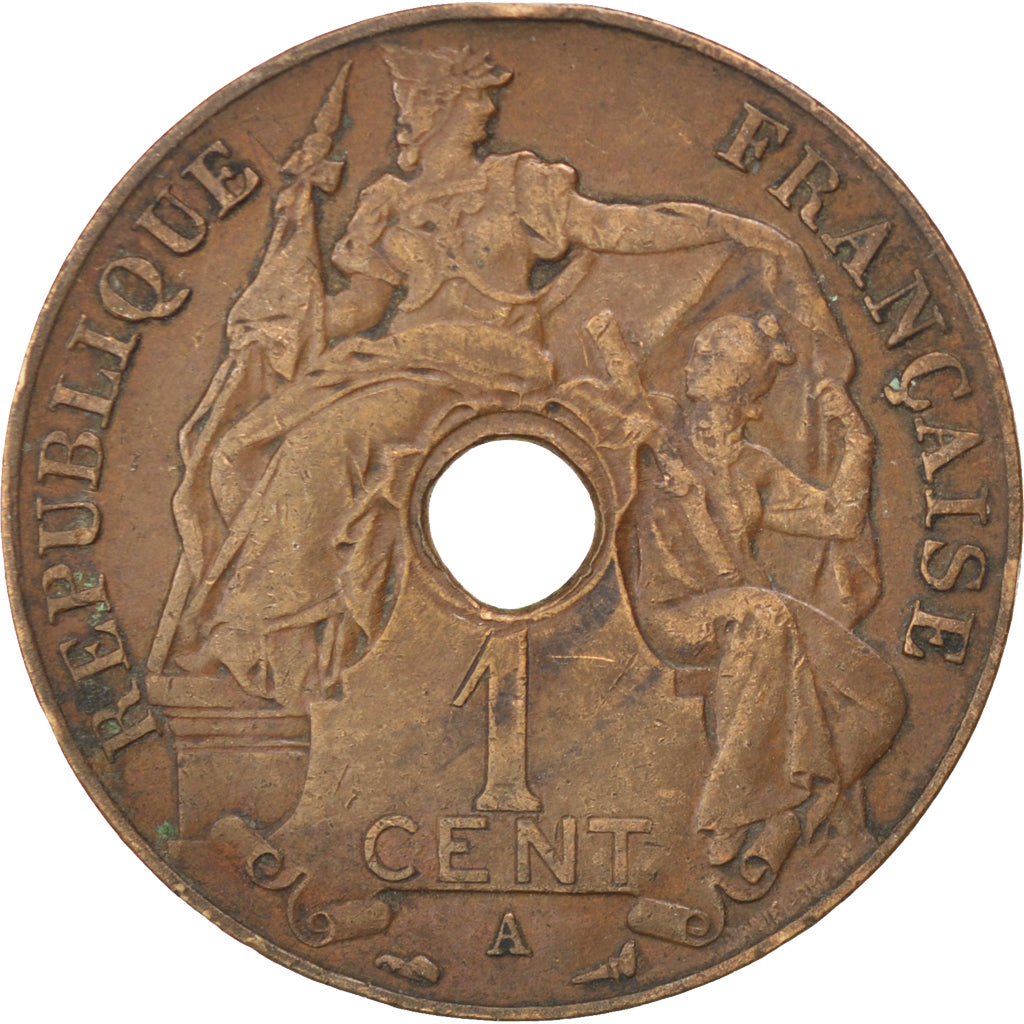 Coin, French Indochina, Cent, 1919, Paris, EF(40-45), Bronze, KM:12.1