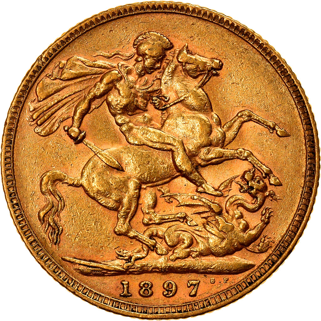 Moneda, Australia, Victoria, Sovereign, 1897, Melbourne, BC+, Oro, KM:13