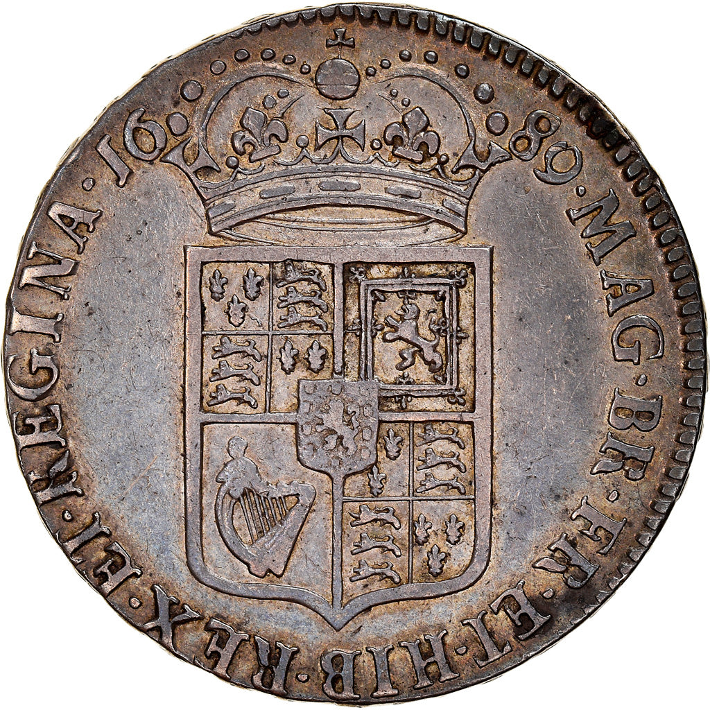 Moneta, Gran Bretagna, William and Mary, 1/2 Crown, 1689, London, BB, Argento
