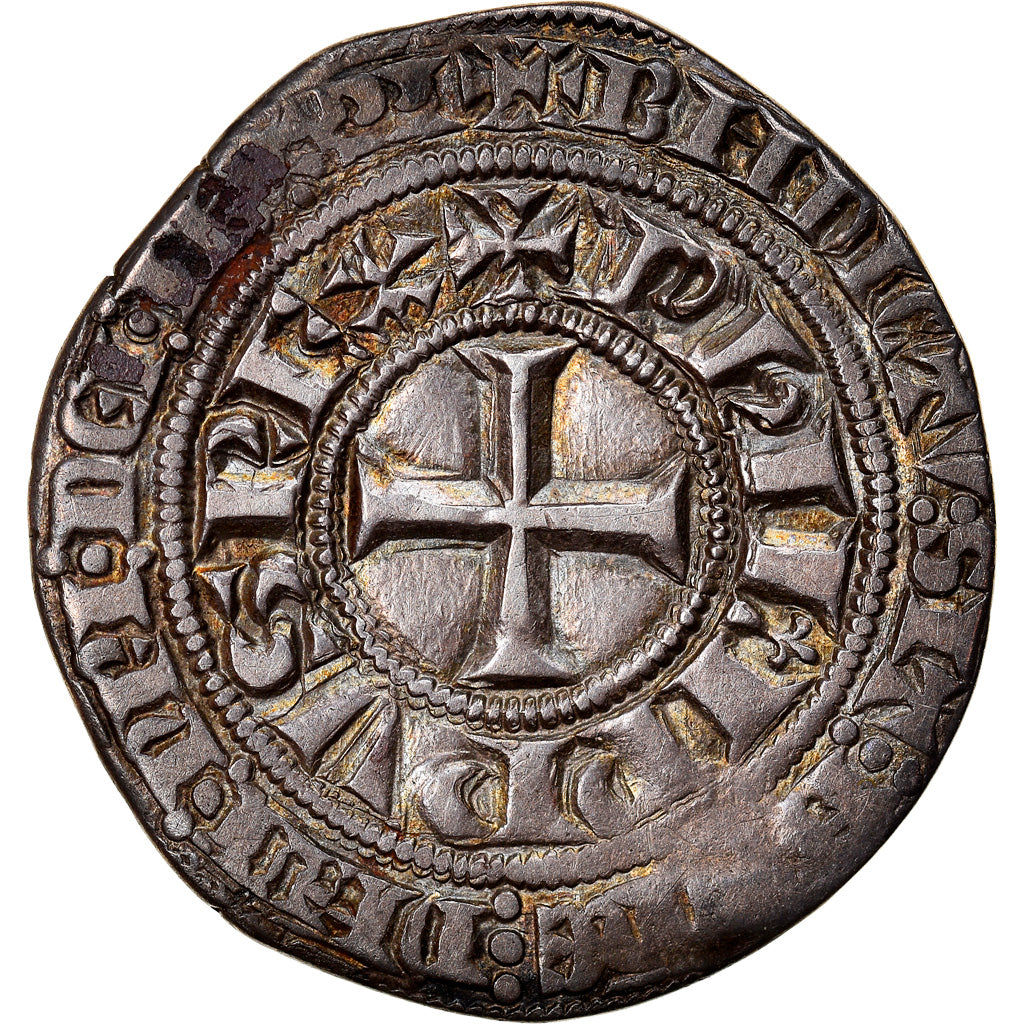 Monnaie, France, Philippe IV, Gros tournois à l'O long, TTB+, Argent