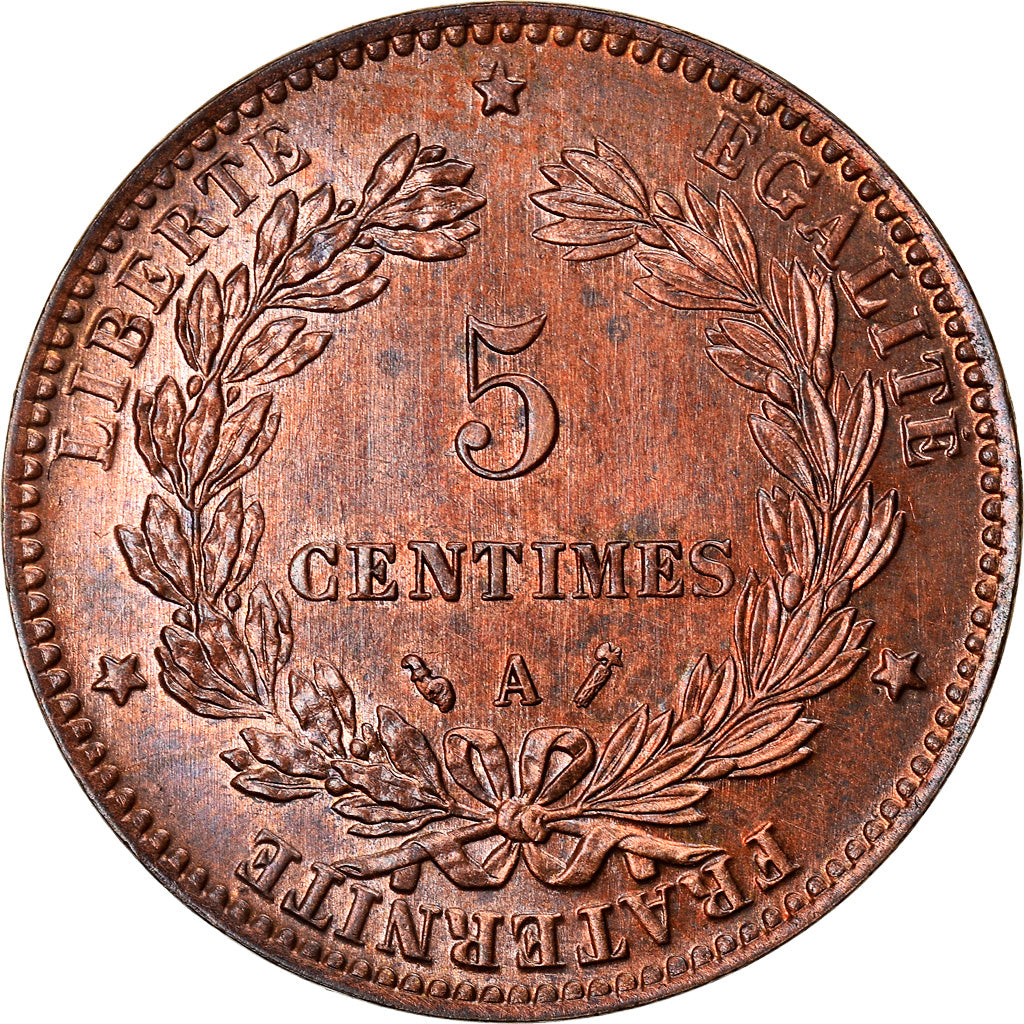 Coin, France, Cérès, 5 Centimes, 1885, Paris, AU(55-58), Bronze, KM:821.1