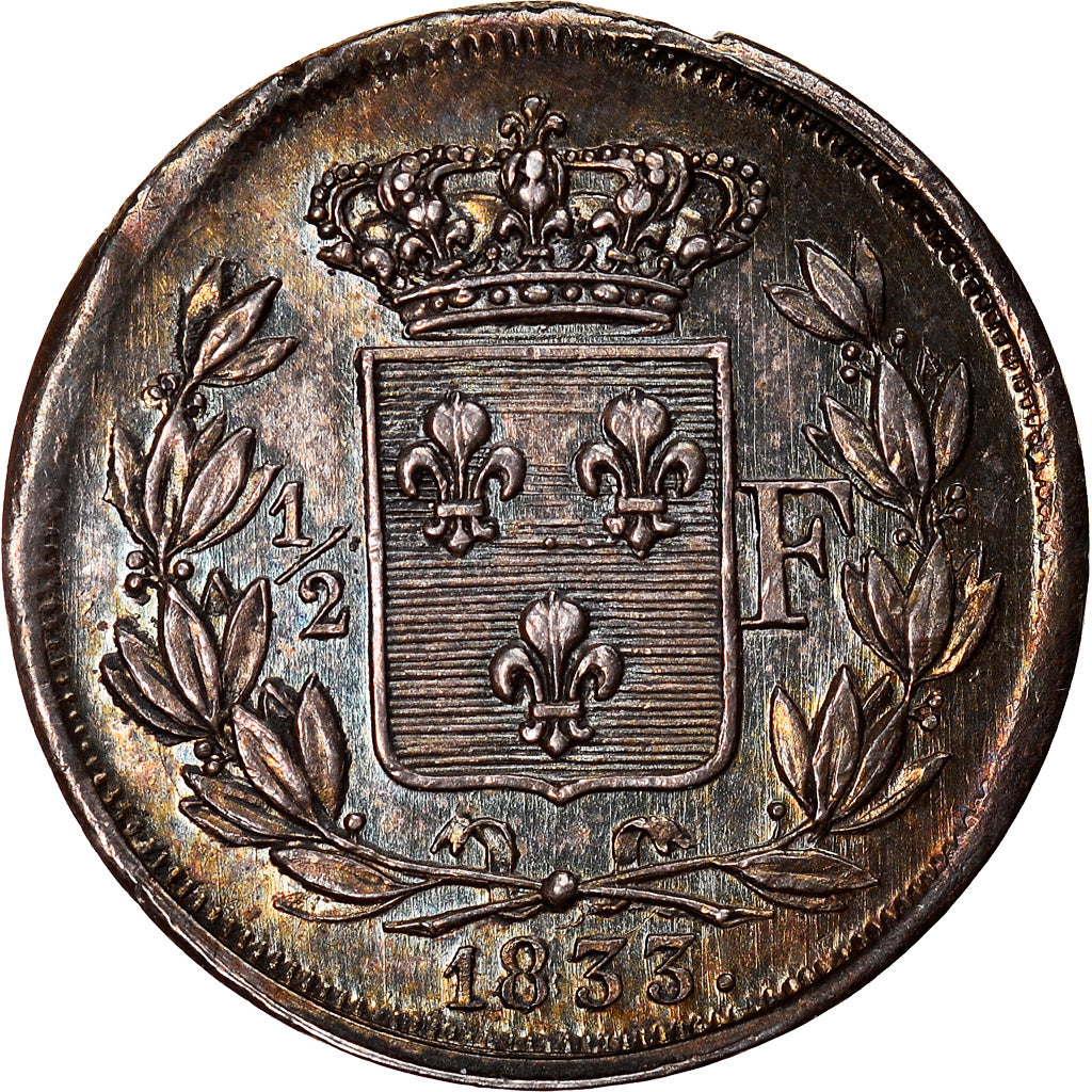 Munten, Frankrijk, Henri V, 1/2 Franc, 1833, PR, Zilver, KM:23, Gadoury:404