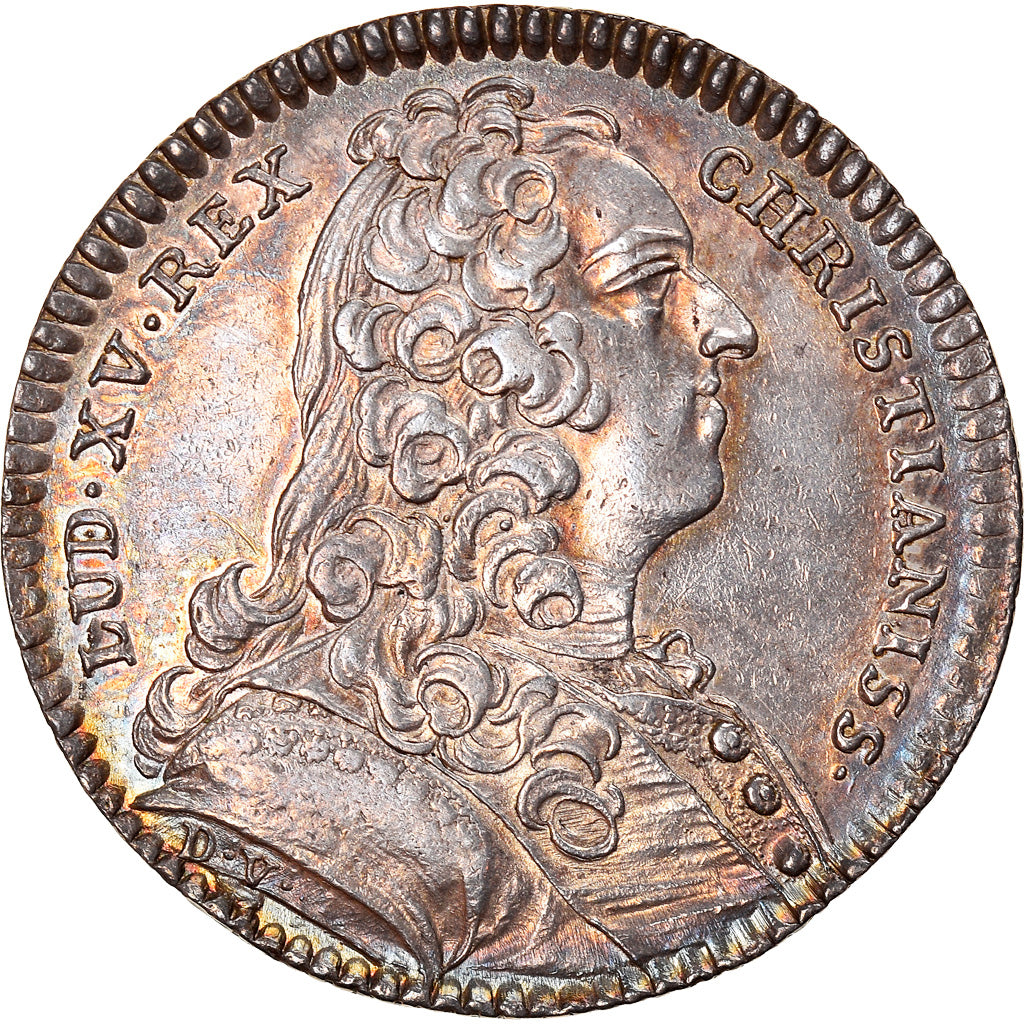 França, Jeton, Luís XV, Ordinaire des Guerres, 1739, AU(50-53), Prata