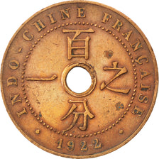 FRENCH INDO-CHINA, Cent, 1922, Paris, KM #12.1, EF(40-45), Bronze, 26, Lecompte.