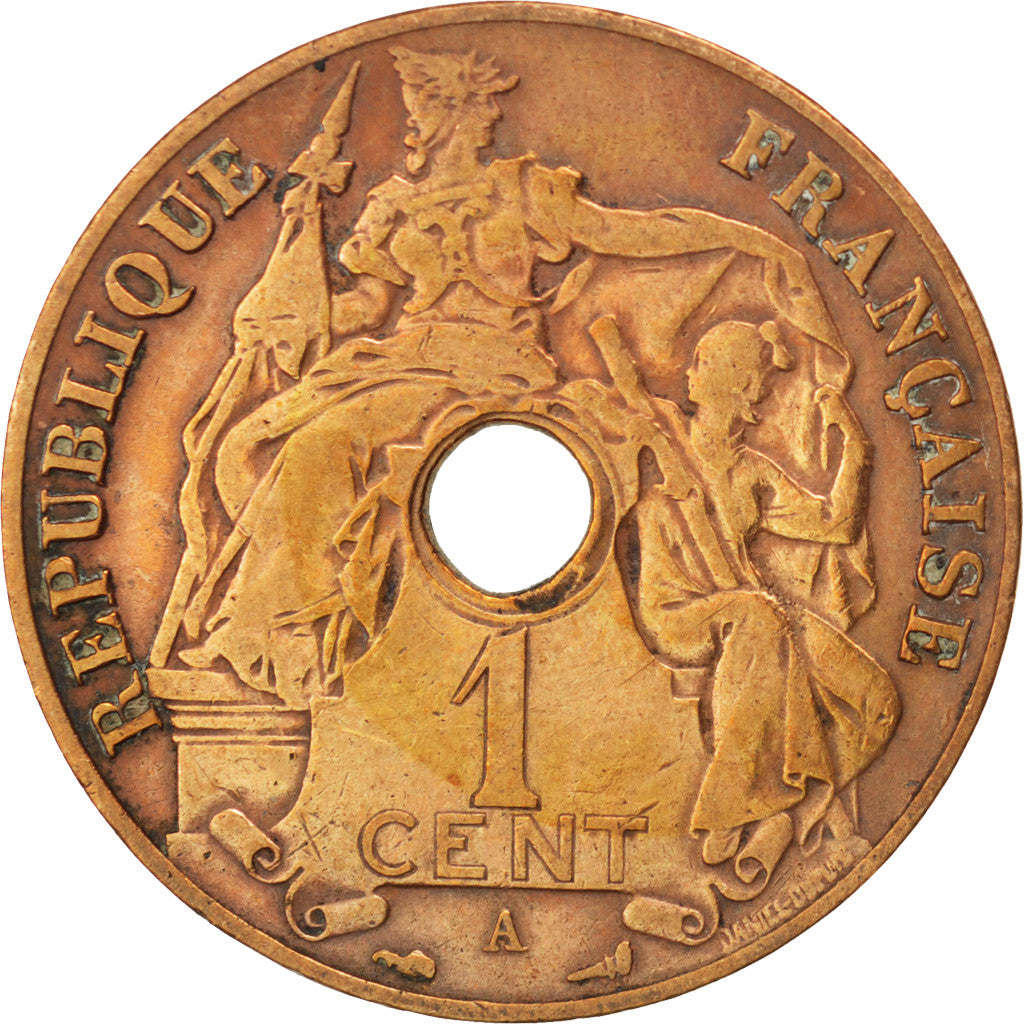 FRENCH INDO-CHINA, Cent, 1922, Paris, KM #12.1, EF(40-45), Bronze, 26, Lecompte.