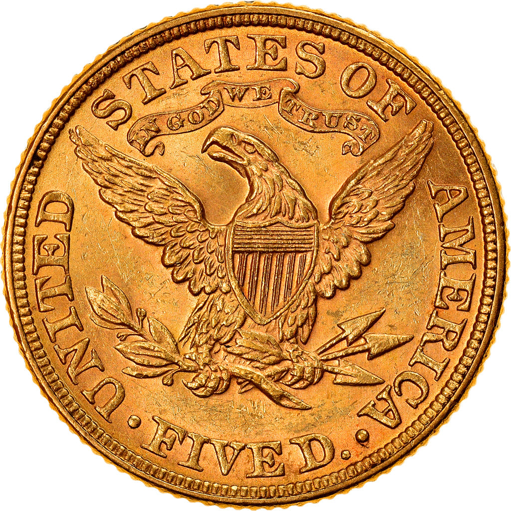 Moneta, USA, Coronet Head, $5, Half Eagle, 1897, U.S. Mint, Philadelphia