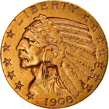 Moeda, Estados Unidos da América, Indian Head, $5, Half Eagle, 1908, U.S. Mint