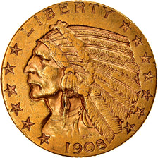 Moneta, Stati Uniti, Indian Head, $5, Half Eagle, 1908, U.S. Mint, Philadelphia
