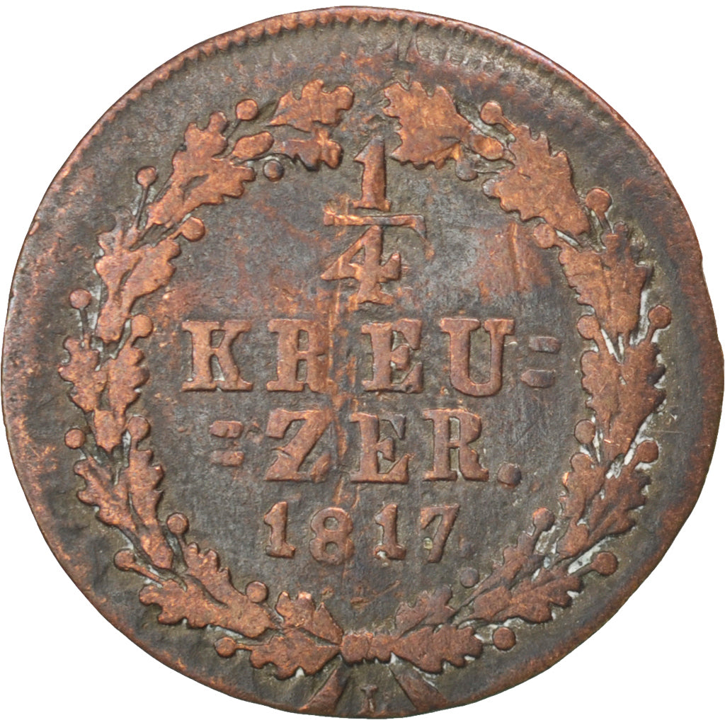 GERMAN STATES, 1/4 Kreuzer, 1817, Usingen, KM #41, VF(20-25), Copper, 1.27
