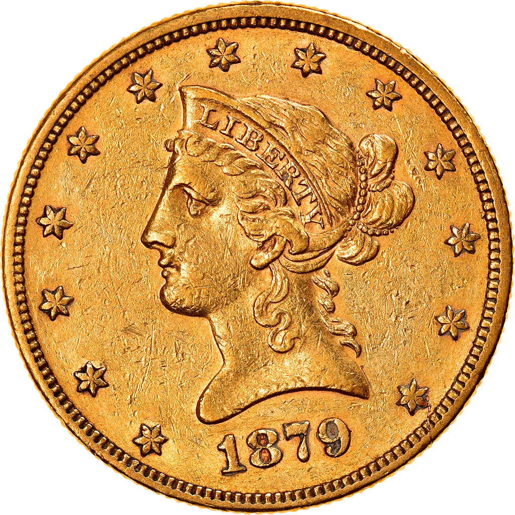Coin, United States, Coronet Head, $10, Eagle, 1879, U.S. Mint, Philadelphia