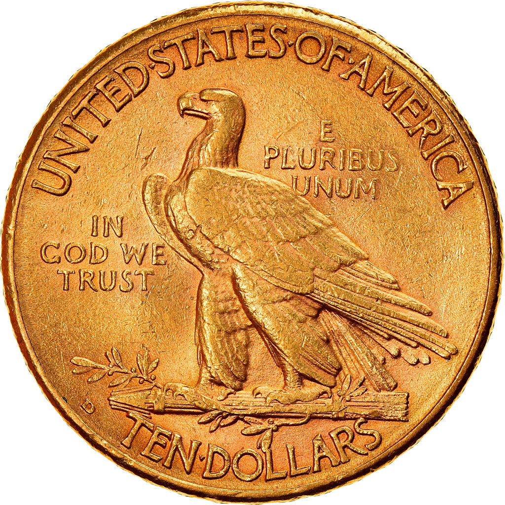 Moneta, USA, Indian Head, $10, Eagle, 1909, U.S. Mint, Denver, AU(50-53)