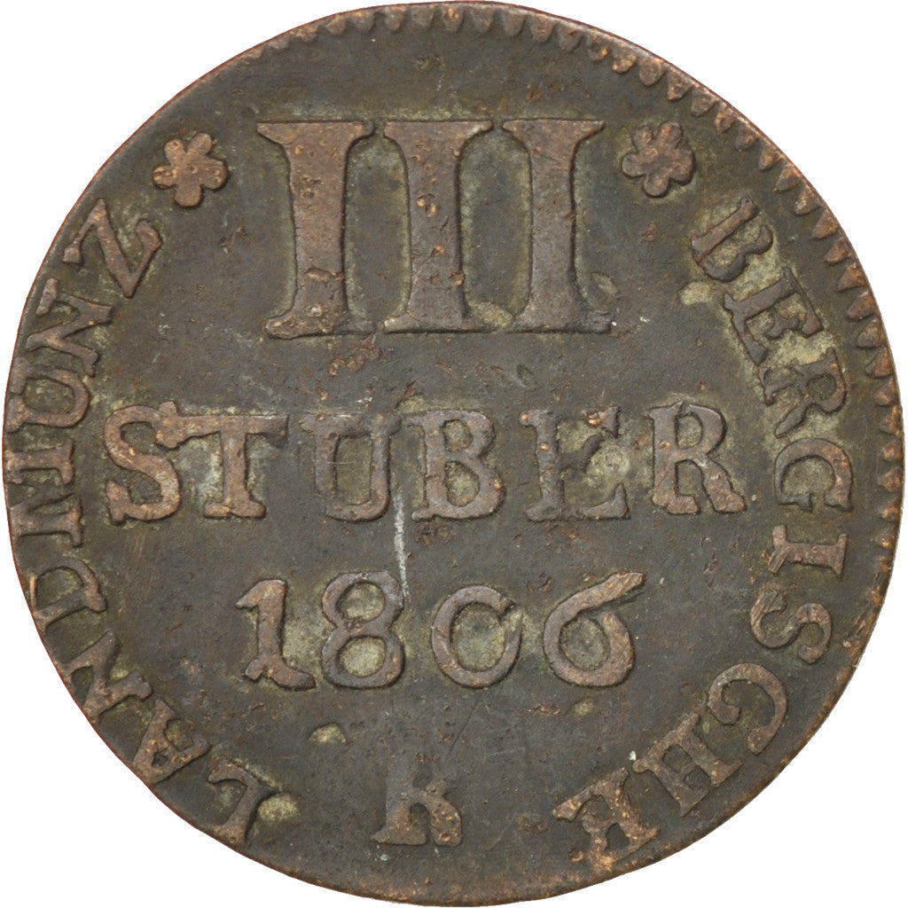 Coin, German States, BERG, Maximilian IV Joseph, 3 Stüber, 1806, D, EF(40-45)