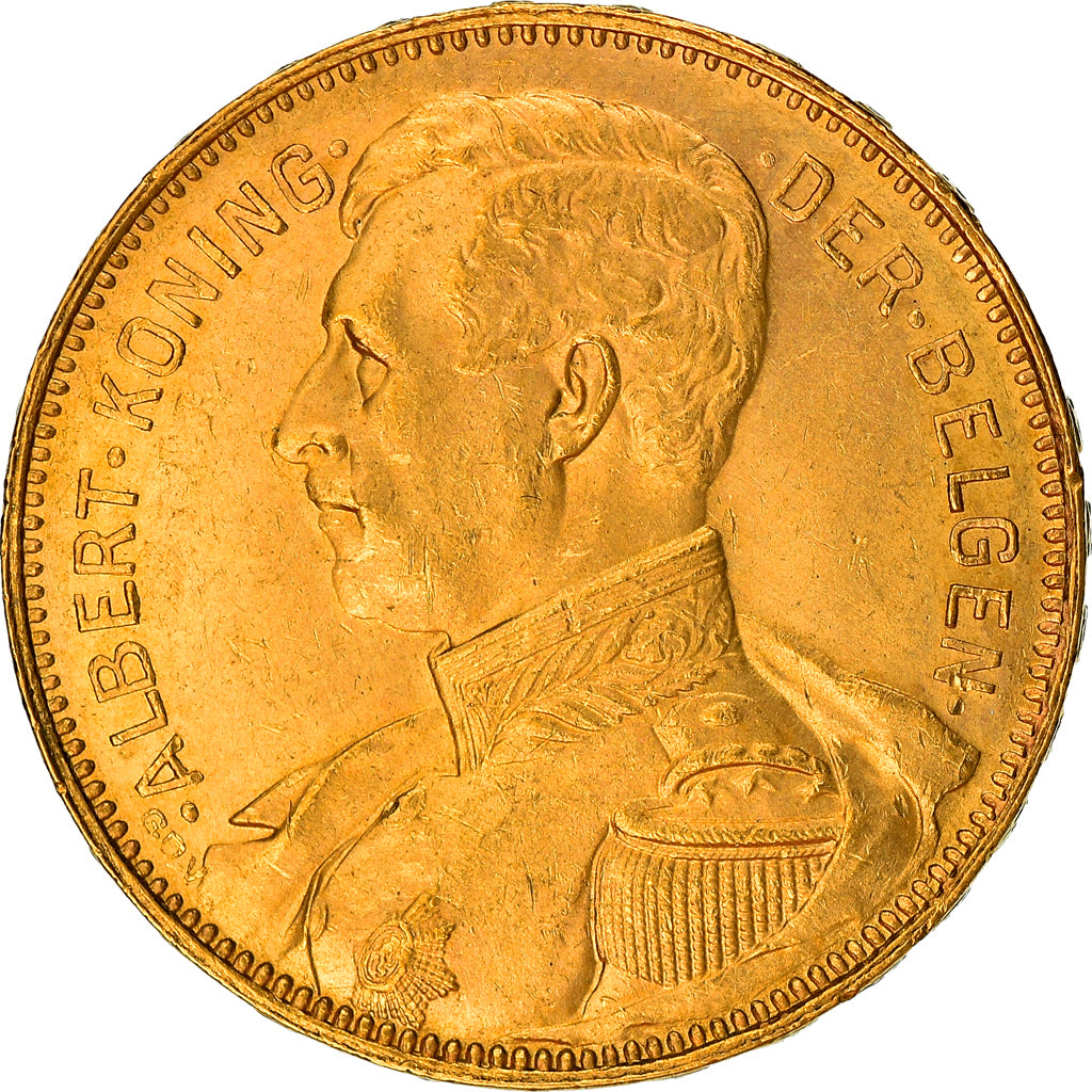 Coin, Belgium, Albert I, 20 Francs, 20 Frank, 1914, AU(55-58), Gold, KM:79