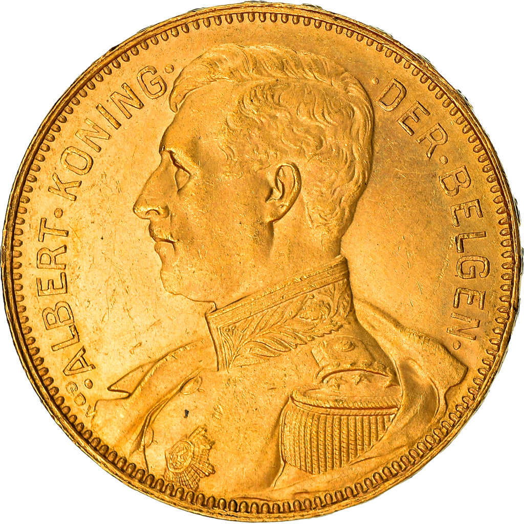 Coin, Belgium, Albert I, 20 Francs, 20 Frank, 1914, MS(60-62), Gold, KM:79