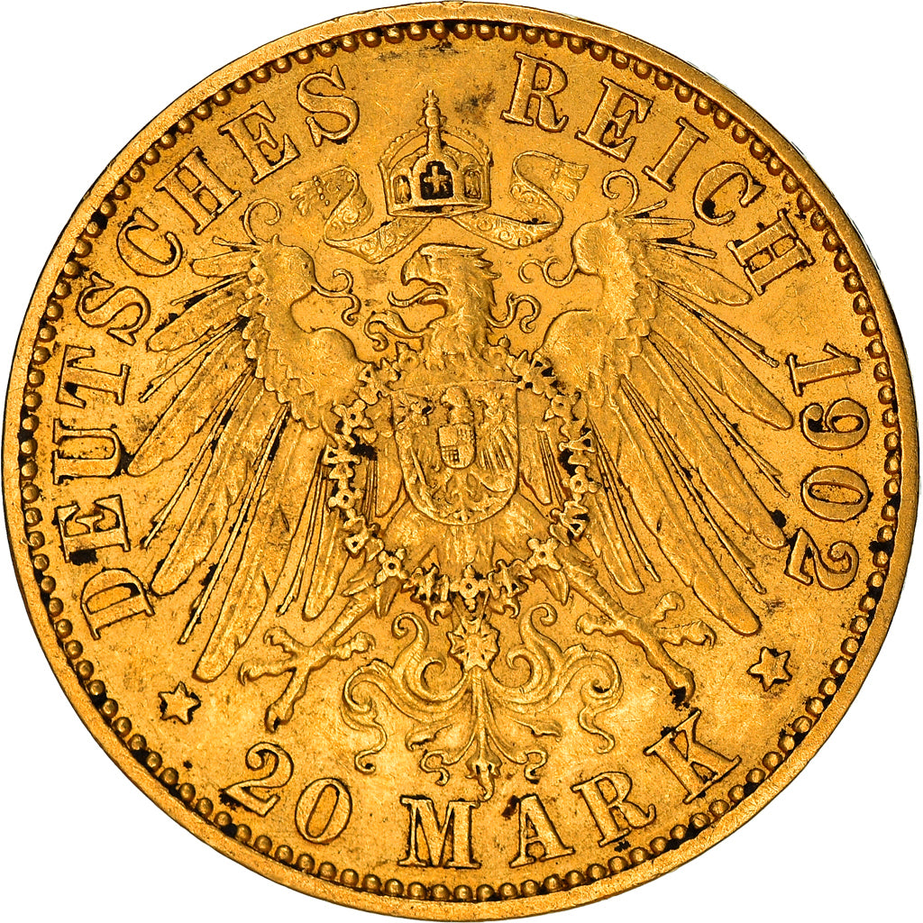 Coin, German States, PRUSSIA, Wilhelm II, 20 Mark, 1902, Berlin, AU(50-53)
