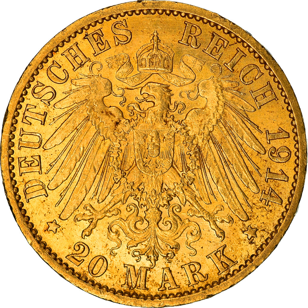 Moneda, Estados alemanes, PRUSSIA, Wilhelm II, 20 Mark, 1914, Berlin, EBC, Oro